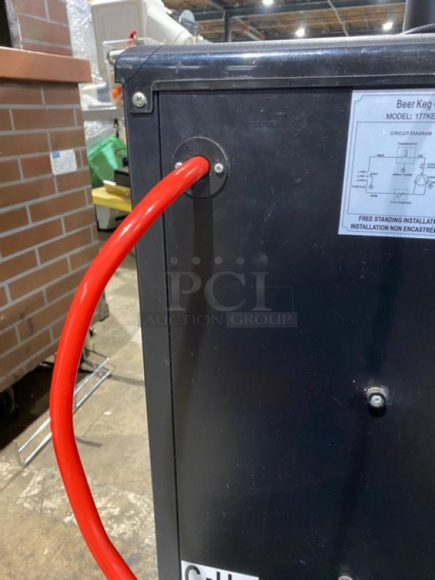 Galaxy Commercial Black Free Standing Single Door Kegerator/Beer Cooler! With Single Tap Tower! Model: 177KEGRTRSS! 115V! On Casters! - Image 9 of 11