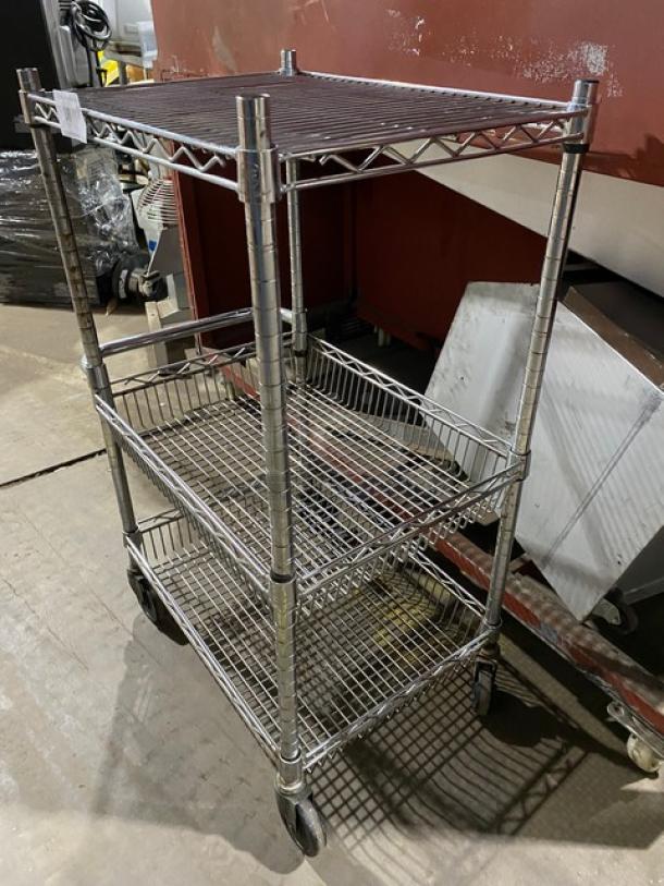 Commercial 3-Tier Utility/Storage Pushcart! With 2 Wire-Basket Shelves! On Casters! - Image 2 of 10