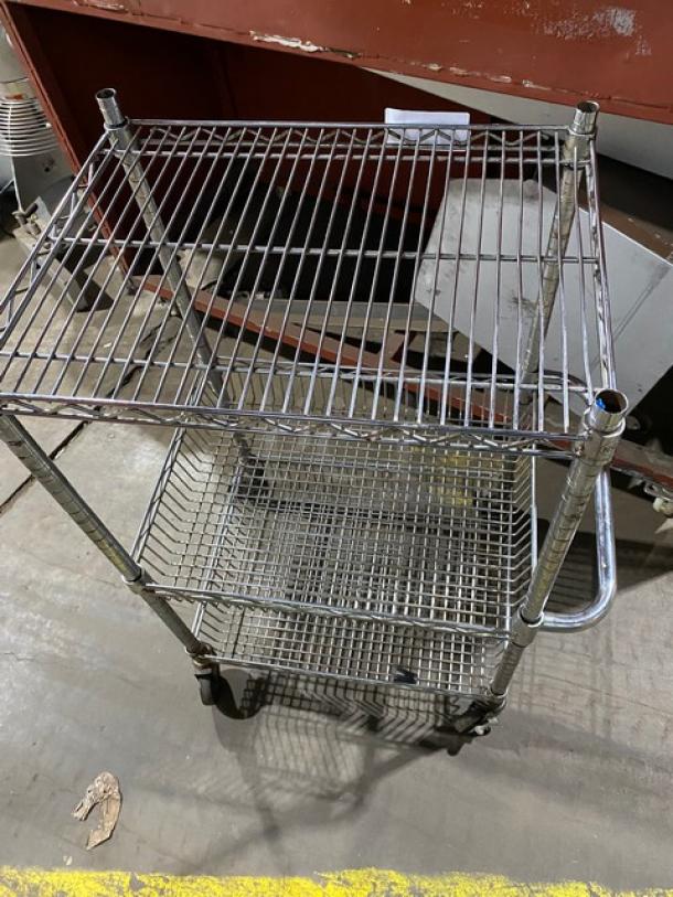 Commercial 3-Tier Utility/Storage Pushcart! With 2 Wire-Basket Shelves! On Casters! - Image 5 of 10