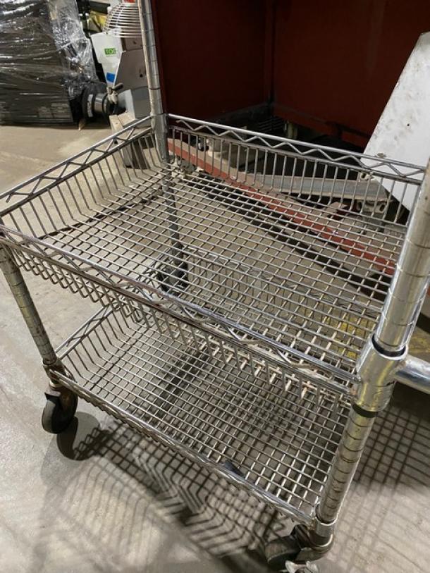 Commercial 3-Tier Utility/Storage Pushcart! With 2 Wire-Basket Shelves! On Casters! - Image 6 of 10