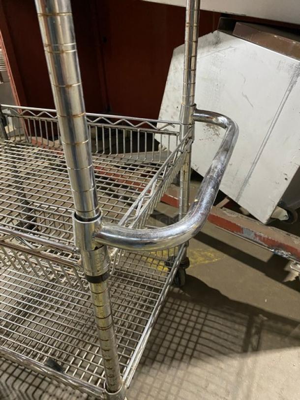 Commercial 3-Tier Utility/Storage Pushcart! With 2 Wire-Basket Shelves! On Casters! - Image 9 of 10