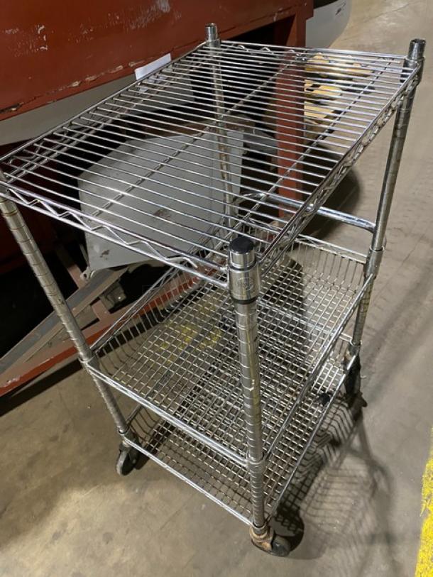 Commercial 3-Tier Utility/Storage Pushcart! With 2 Wire-Basket Shelves! On Casters! - Image 10 of 10