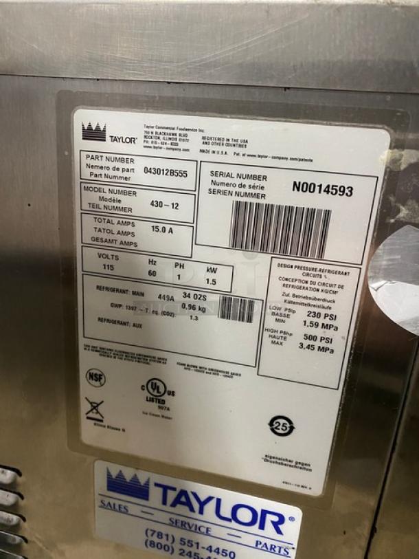 Taylor Commercial Stainless Steel Countertop Slushy/Frozen Beverage Machine! With Drip Tray! Model: 430-12 SN: N0014593! 115V 1 Phase! - Image 9 of 10