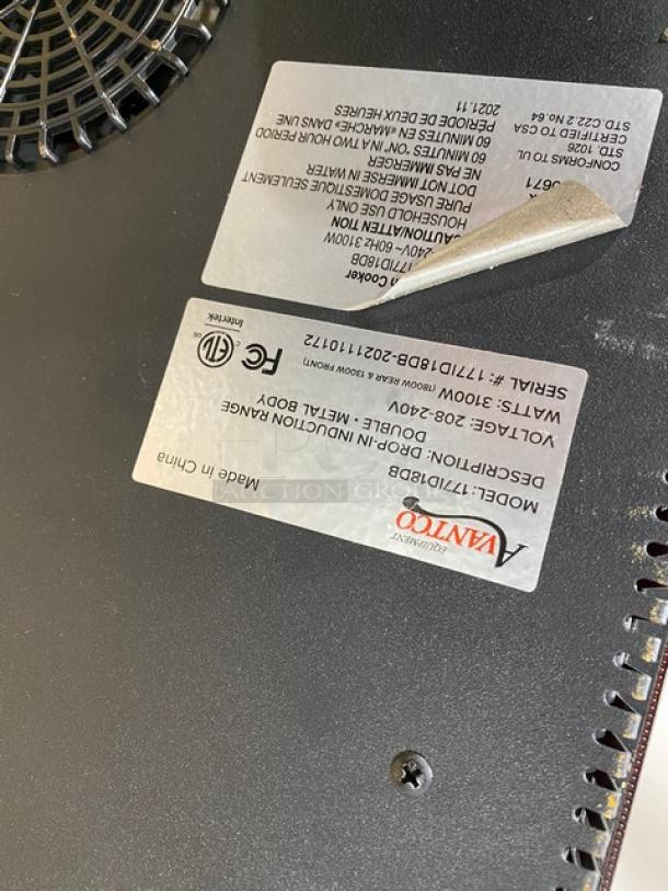 Avantco Commercial Electric Powered Drop-In/Countertop Double Induction Range! Model: 177ID18DB SN: 177ID18DB-2021110172! 208-240V! - Image 5 of 7