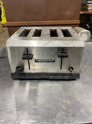 Chef-Built Commercial Stainless Steel Electric Powered Countertop Medium-Duty 4-Slice Toaster! With Dual Controls! Model: CCT-100! 120V! On Legs!
