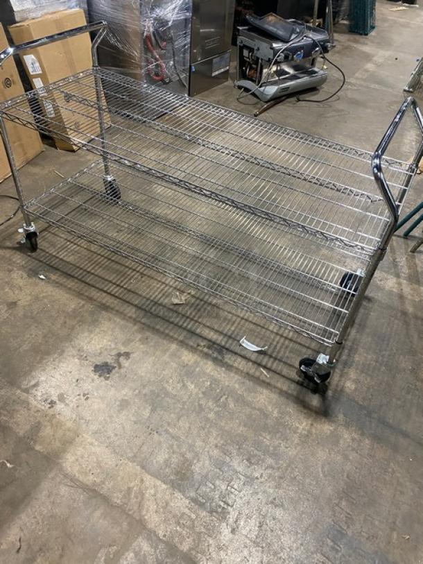 Commercial 2-Tier Wire Rack Utility/Storage Pushcart! On Casters! - Image 3 of 8