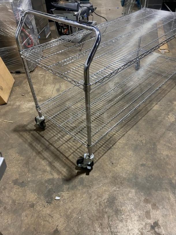 Commercial 2-Tier Wire Rack Utility/Storage Pushcart! On Casters! - Image 4 of 8