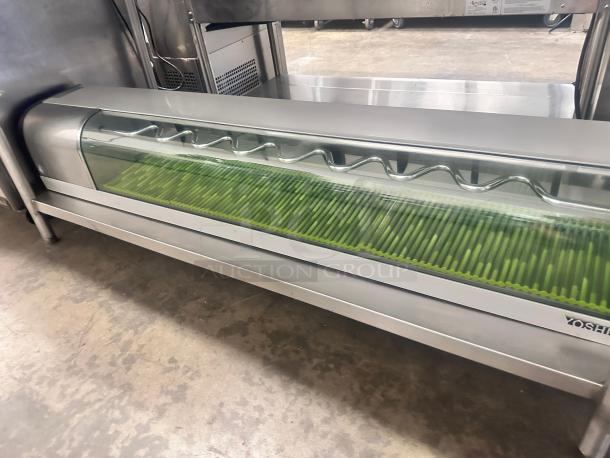 Excellent Yoshimasa YMSC-6-L 72″ Self-Contained Curved Glass Refrigerated Sushi Case 115volt Tested and Working! - Image 6 of 11