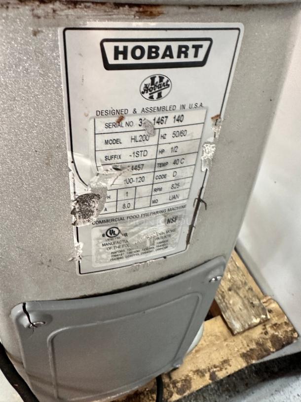 Hobart HL200 Legacy+ 20 qt Planetary Mixer - Bench Model, 1/2 hp, 115volt Tested and Working! 'needs bowl' - Image 6 of 8