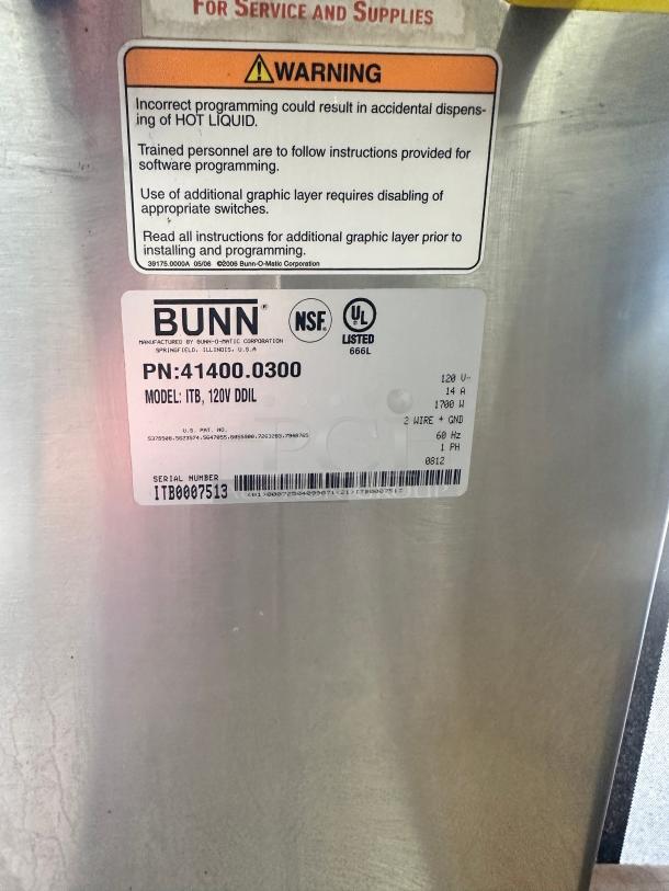 Nice Bunn  ITB Automatic Iced Tea Brewer 115volt Tested and Working! - Image 7 of 7