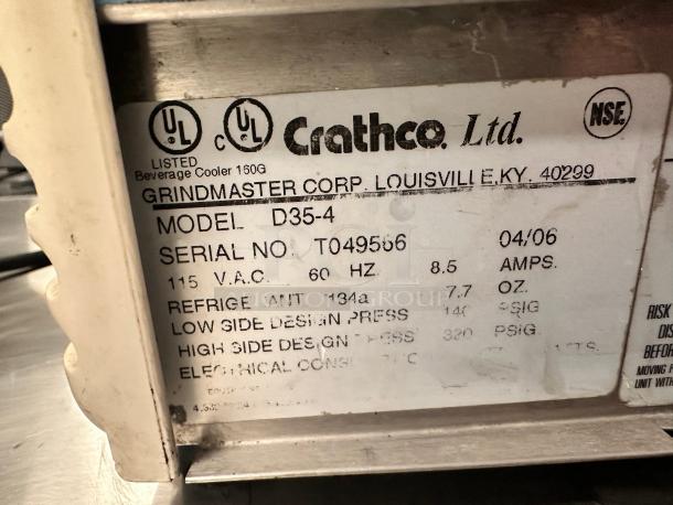 Late Model Excellent Crathco D35-4 Refrigerated Drink Dispenser w/ (3) 5 gal Bowls, Pre Mix, 115v Tested and Working! - Image 7 of 7
