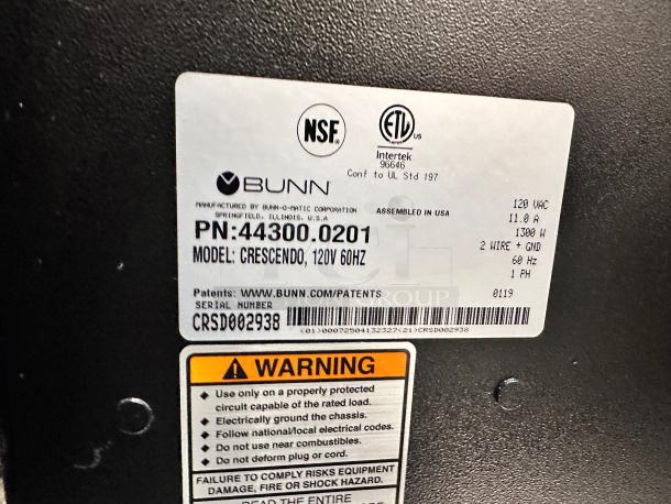 Bunn Crescendo Bean To Cup Coffee Brewer Single Cup 115volt Tested and Working! - Image 7 of 10