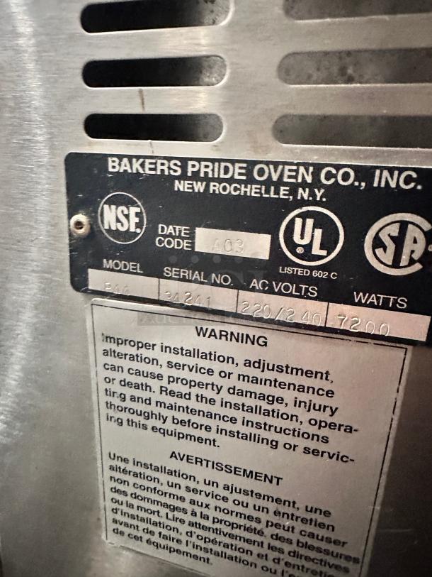 Excellent Bakers Pride P44 Countertop Pizza/Pretzel Oven - Double 220volt Tested and Working! - Image 9 of 13