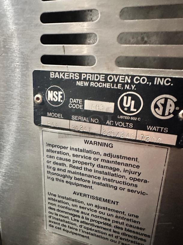 Excellent Bakers Pride P44 Countertop Pizza/Pretzel Oven - Double 220volt Tested and Working! - Image 10 of 13