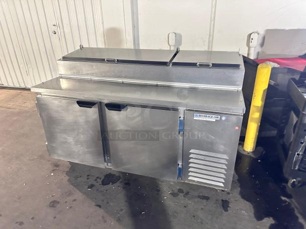 Late Model Excellent Beverage-Air DP67 67"  Pizza Prep Table w/ Refrigerated Base, 115v Tested and Working! - Image 1 of 10