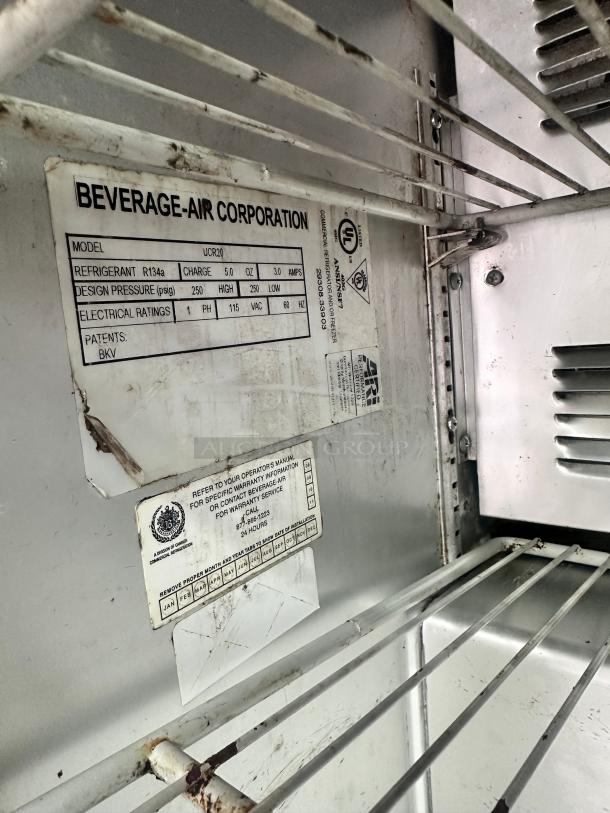 Excellent Beverage-Air  20"  Undercounter Refrigerator w/ (1) Sections & (1) Door, 115v Tested and Working! - Image 5 of 9