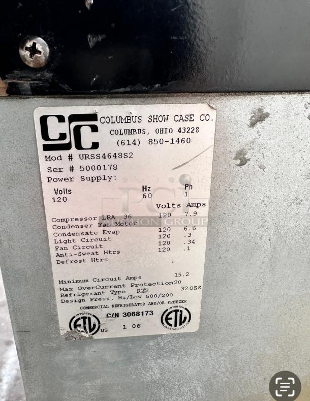 Excellent Columbus  Display Refrigerated Merchandiser 115v Tested and Working! - Image 7 of 9