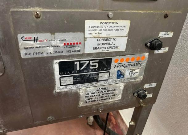 Excellent Hollymatic 175 Commercial Mixer Meat Grinder 5 HP 220v/3Ph Tested and Working! - Image 18 of 18