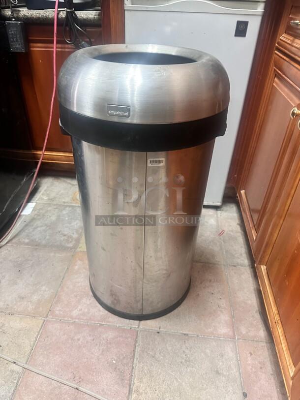 Nice Simplehuman Stainless Steel Round Trash Container - Image 2 of 6