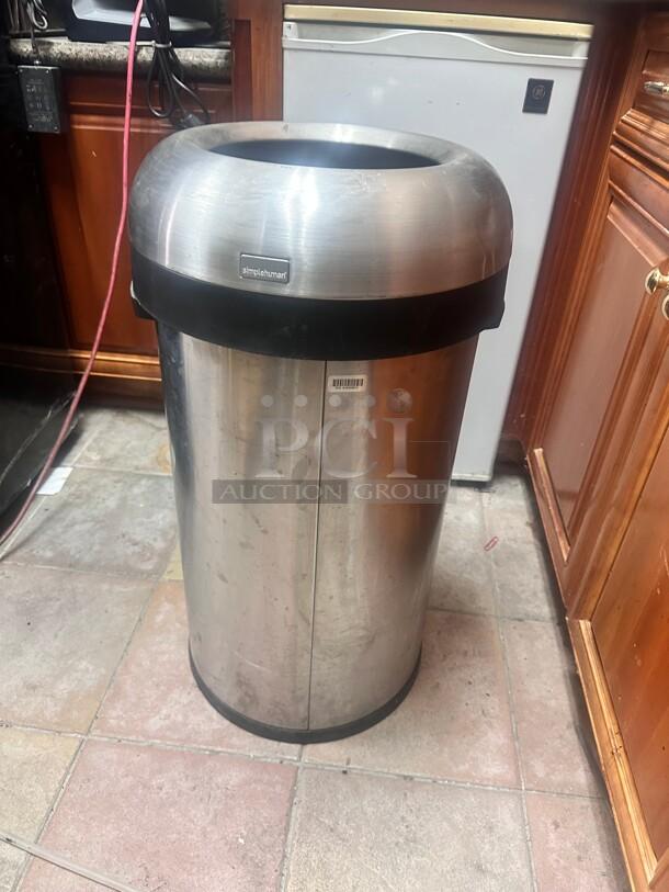 Nice Simplehuman Stainless Steel Round Trash Container - Image 5 of 6