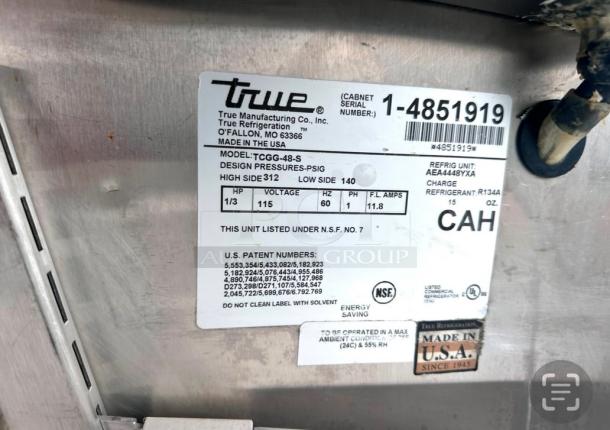 Excellent True 48" Refrigerated Deli Case w/ Curved Glass - (3) Levels, White, 115v Tested and Working! - Image 8 of 9