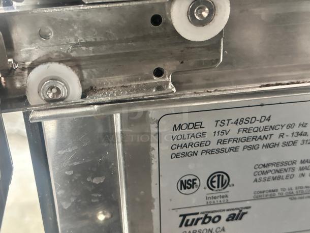 Excellent Turbo Air 48" Sandwich/Salad Prep Table w/ Refrigerated Base, 115v Tested and Working! - Image 6 of 7