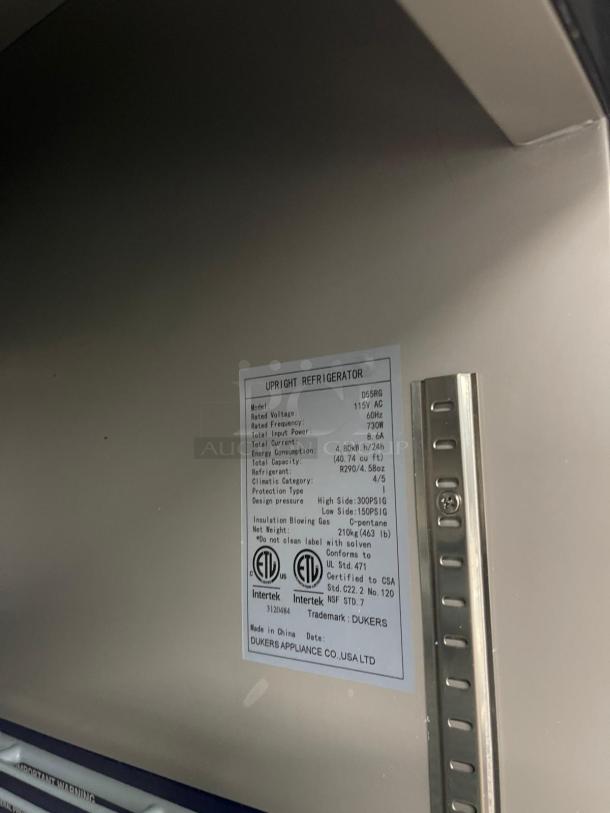 BRAND NEW DUKERS COMMERCIAL 2 DOOR GLASS Reach In Refrigerator - Image 5 of 5