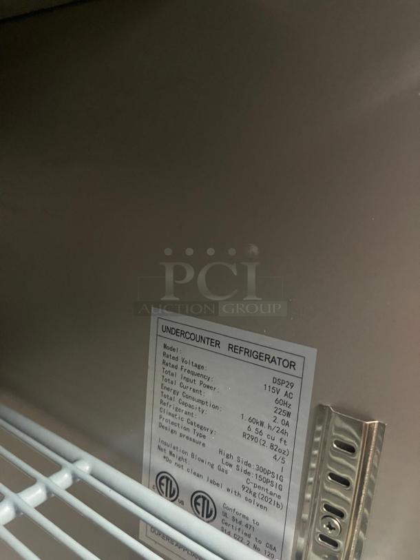 BRAND NEW DUKERS DSP29 1-Door Commercial Food Prep Table Refrigerator in Stainless Steel - Image 5 of 5