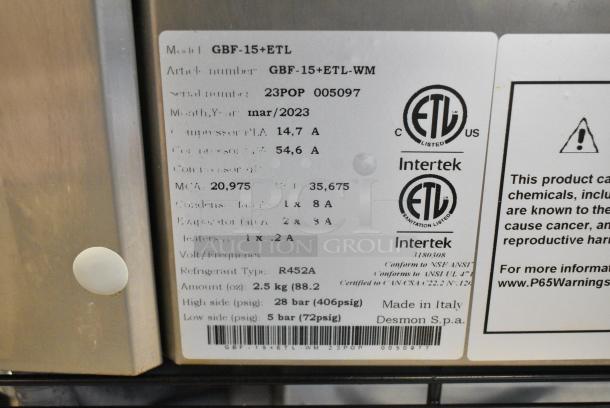 2023 Desmon GBF-15+ETL Stainless Steel Commercial Blast Chiller Shock Freezer w/ 4 Probes on Commercial Casters. - Image 6 of 7