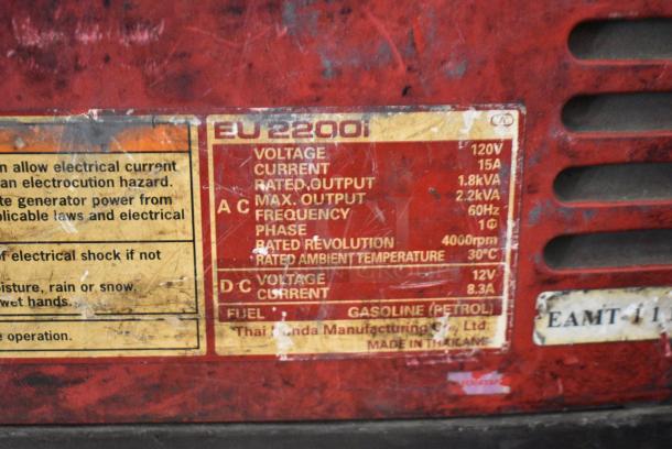 Honda EU22001 Generator. - Image 6 of 6