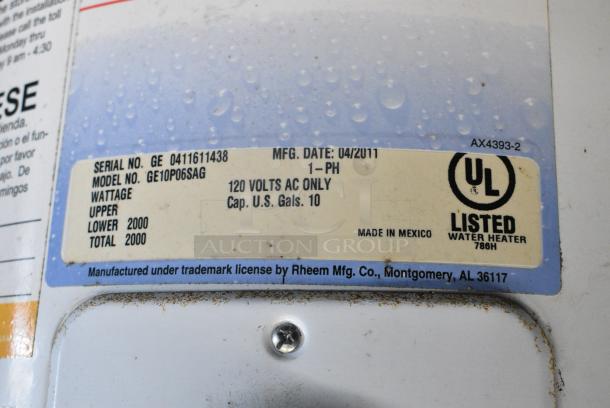 General Electric GE10P06SAG Metal Water Heater. - Image 5 of 5