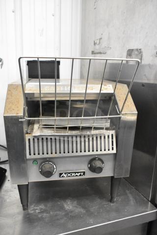 Adcraft CYT-120 Stainless Steel Commercial Countertop Electric Powered Conveyor Toaster Oven. 120 Volts, 1 Phase. Tested and Gets Warm But Parts Do Not Move
