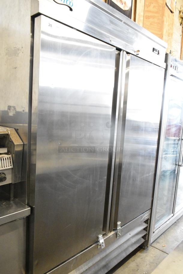 Avantco 178SS2FHC Stainless Steel Commercial 2 Door Reach In Freezer on Commercial Casters. 115 Volts, 1 Phase. Tested and Working! - Image 1 of 9