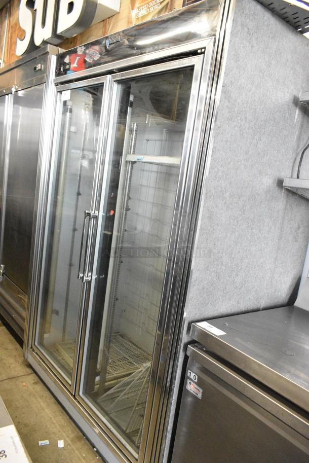 CustomCool Metal Commercial 2 Door Reach In Cooler Merchandiser. 115 Volts, 1 Phase. Tested and Powers On But Does Not Get Cold - Image 2 of 7
