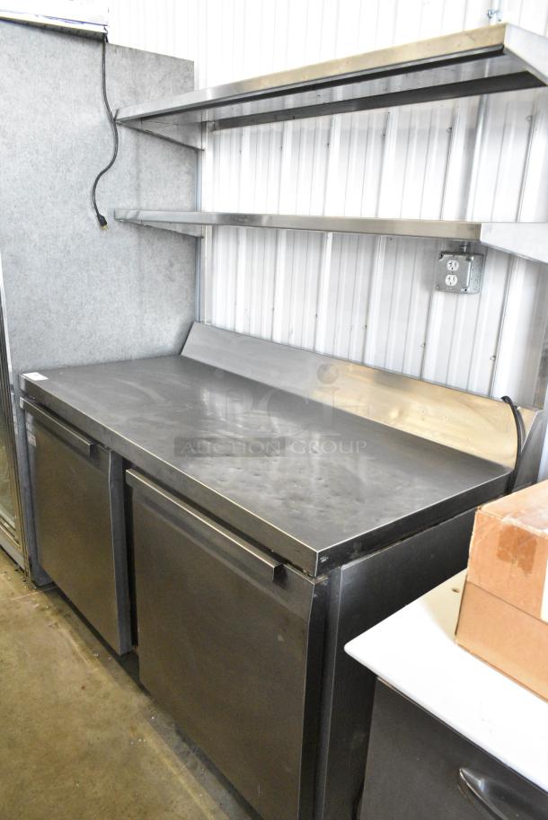Continental SW60-BS Stainless Steel Commercial 2 Door Work Top Cooler w/ 2 Tier Over Shelf. 115 Volts, 1 Phase. Tested and Working! - Image 1 of 7