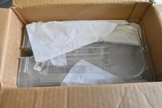 3 Various Items Including Clear Poly 1/3 Size Drop In Bin Lids, 2 Round Poly Lids. 3 Times Your Bid!