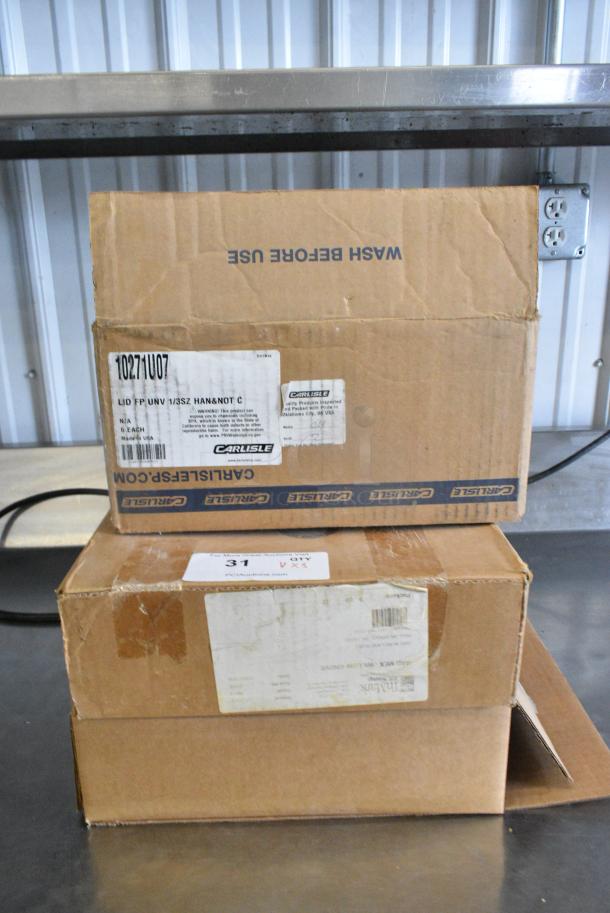 3 Various Items Including Clear Poly 1/3 Size Drop In Bin Lids, 2 Round Poly Lids. 3 Times Your Bid! - Image 2 of 7