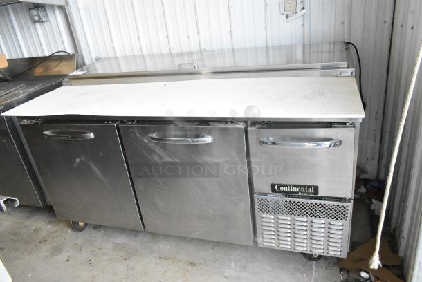 Continental PA68N Stainless Steel Commercial Pizza Prep Table w/ Oversized Cutting Board on Commercial Casters. 115 Volts, 1 Phase. Tested and Working! - Image 2 of 11