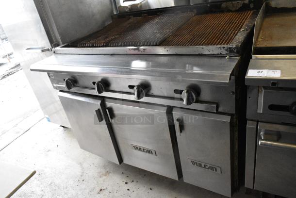 Vulcan VCB136 Stainless Steel Commercial Natural Gas Powered Charbroiler Grill w/ 3 Doors and Under Shelf. - Image 1 of 9