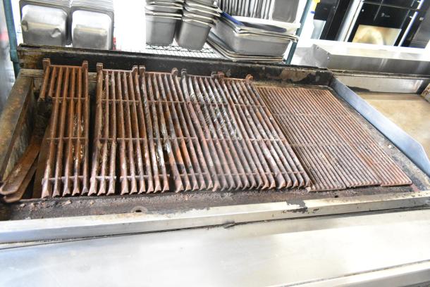Vulcan VCB136 Stainless Steel Commercial Natural Gas Powered Charbroiler Grill w/ 3 Doors and Under Shelf. - Image 5 of 9
