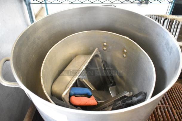 ALL ONE MONEY! Lot of 2 Metal Stock Pots, Stainless Steel Drop In Bin and Knives. - Image 2 of 5