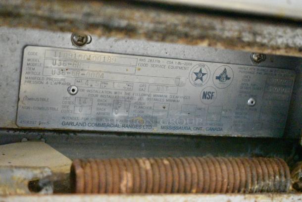US Range U36-6R Stainless Steel Commercial Natural Gas Powered 6 Burner Range w/ Oven, Over Shelf and Back Splash on Commercial Casters. - Image 8 of 8