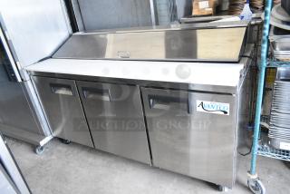 2022 Avantco 178APT71HC Stainless Steel Commercial Sandwich Salad Prep Table Bain Marie Mega Top on Commercial Casters. 115 Volts, 1 Phase. Tested and Working!
