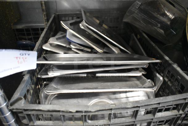 ALL ONE MONEY! Tier Lot of Various Items Including Stainless Steel Drop In Bin Lids, China Cap Strainer and Metal Fry Basket - Image 2 of 6