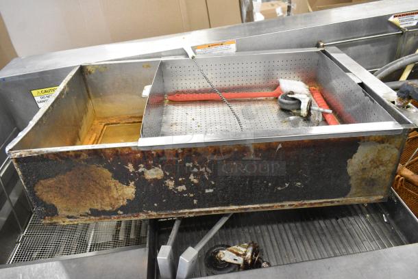 Giles EOF-24 Stainless Steel Commercial Electric Powered 3 Bay Deep Fat Fryer w/ Dumping Station on Commercial Casters. 480 Volts, 3 Phase. - Image 6 of 16