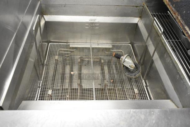 Giles EOF-24 Stainless Steel Commercial Electric Powered 3 Bay Deep Fat Fryer w/ Dumping Station on Commercial Casters. 480 Volts, 3 Phase. - Image 8 of 16