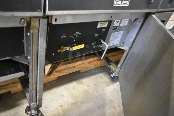 Giles EOF-24 Stainless Steel Commercial Electric Powered 3 Bay Deep Fat Fryer w/ Dumping Station on Commercial Casters. 480 Volts, 3 Phase. - Image 12 of 16