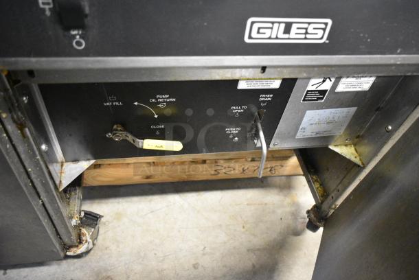 Giles EOF-24 Stainless Steel Commercial Electric Powered 3 Bay Deep Fat Fryer w/ Dumping Station on Commercial Casters. 480 Volts, 3 Phase. - Image 13 of 16