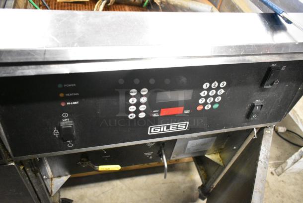 Giles EOF-24 Stainless Steel Commercial Electric Powered 3 Bay Deep Fat Fryer w/ Dumping Station on Commercial Casters. 480 Volts, 3 Phase. - Image 14 of 16