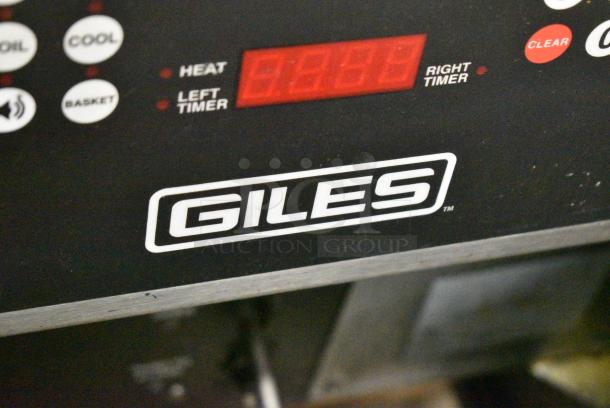 Giles EOF-24 Stainless Steel Commercial Electric Powered 3 Bay Deep Fat Fryer w/ Dumping Station on Commercial Casters. 480 Volts, 3 Phase. - Image 15 of 16